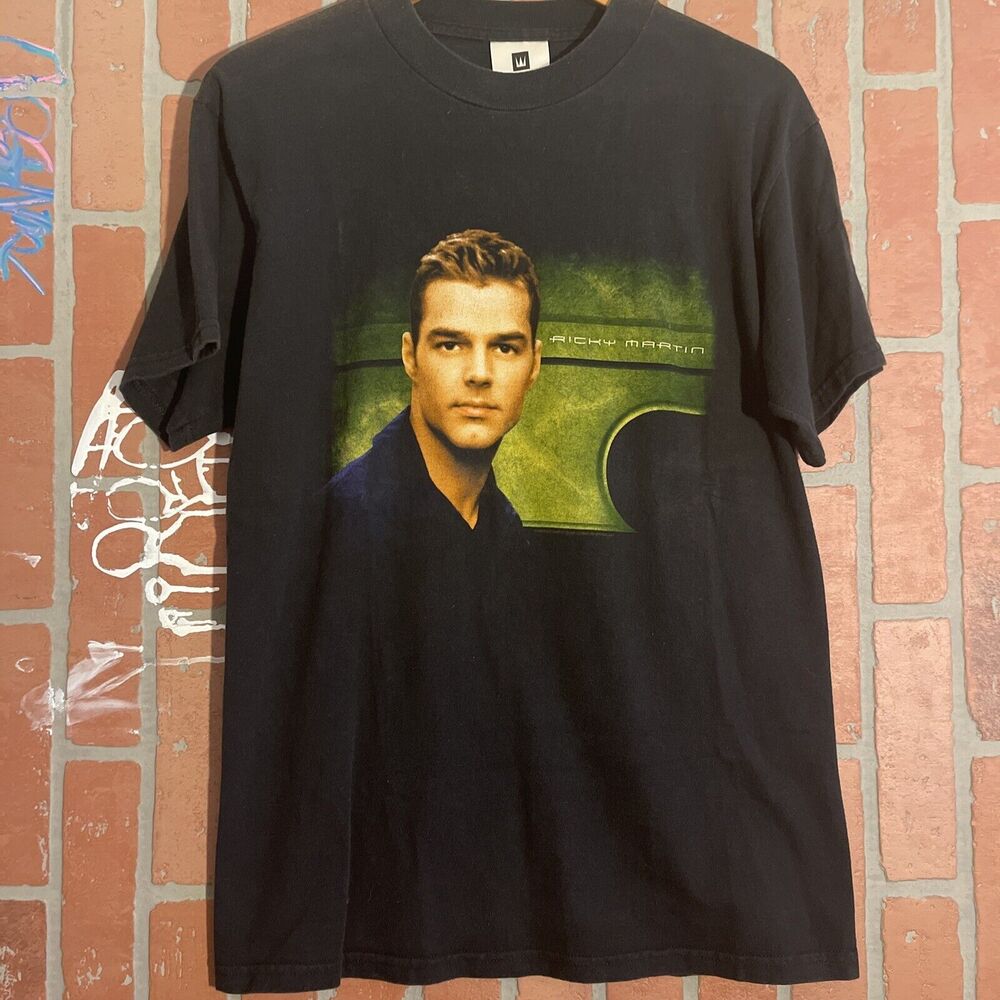 Vintage 90s Ricky Martin Tour Men's Tee T-Shirt Size M Black Winterland